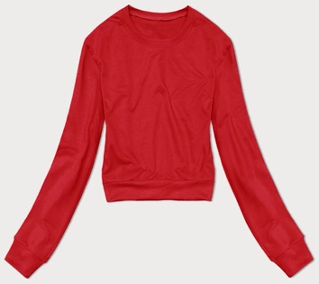 Cienka krótka bluza dresowa damska czerwona (8B938-18)