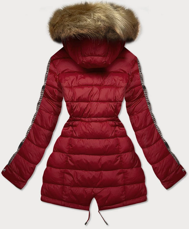 Dwustronna damska kurtka zimowa bordowo-brązowa (mhm-w556)