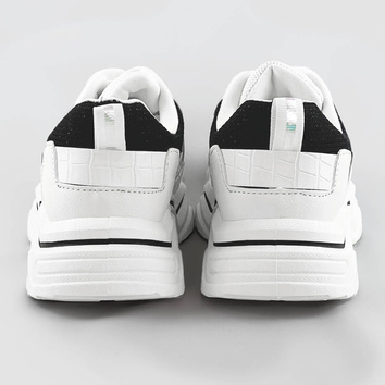Sneakersy damskie z brokatowymi wstawkami biało-czarne (lu-2)