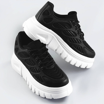 Sportowe buty damskie na platformie czarne (s222)