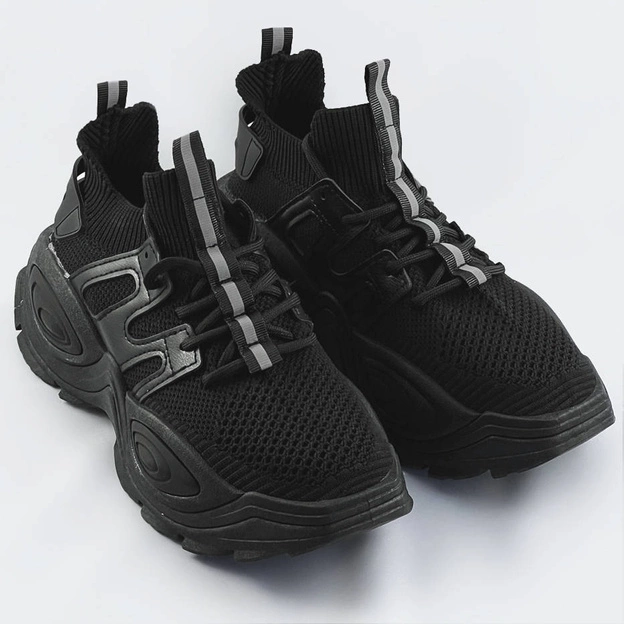 Tekstylne sneakersy damskie czarne (ra16)