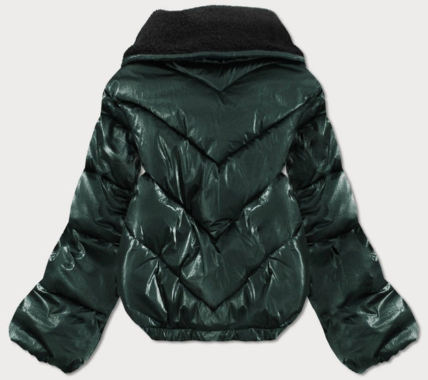 Krótka kurtka oversize z szerokimi rękawami zielona (j9-016)