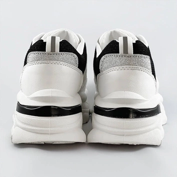 Sznurowane buty sportowe damskie biało-czarne (lu-3)