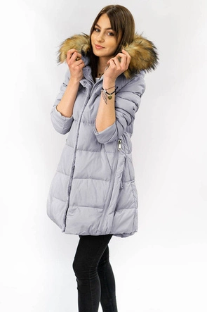 KURTKA DAMSKA ZIMOWA Z PUCHEM NATURALNYM WRZOSOWA (8061)