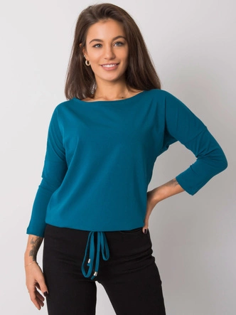 Luźna bluzka z wiązaniem na dole morska (4691)