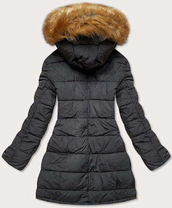 Dwustronna kurtka damska zimowa karmel-czarna (m-210a5)