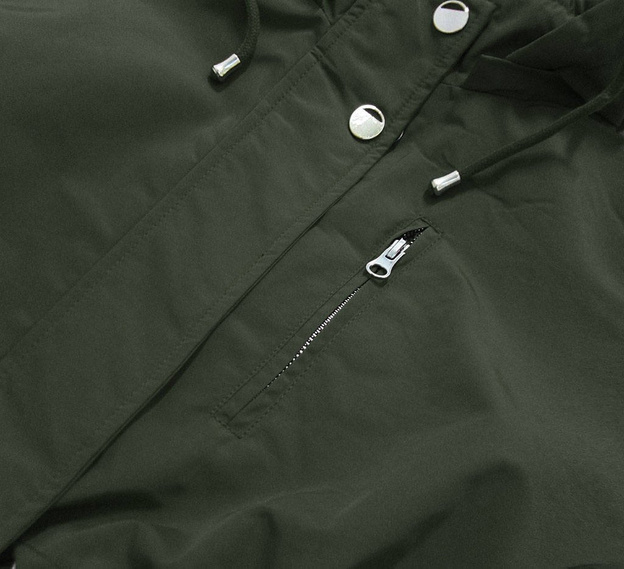 DWUSTRONNA PARKA DAMSKA Z KAPTUREM KHAKI-MORO (XW665X)