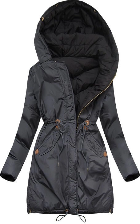 DWUSTRONNA PARKA Z KAPTUREM GRAFITOWO-CZARNA (MODEL16)