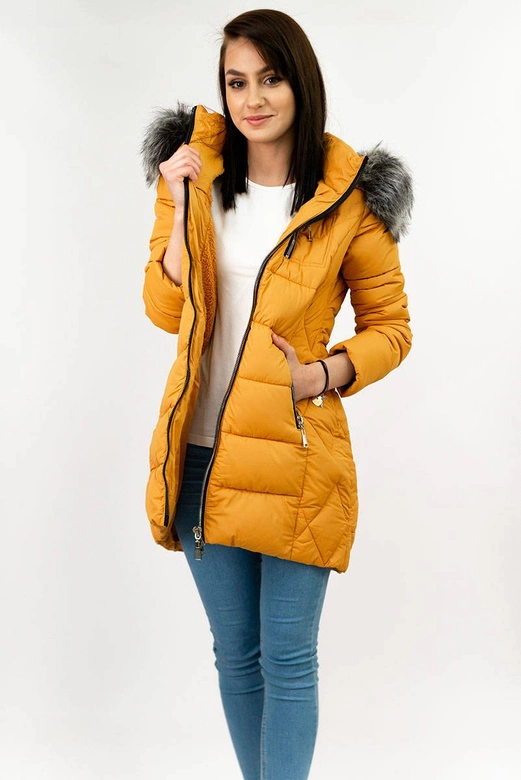 PIKOWANA KURTKA Z KAPTUREM ŻÓŁTA (B2644)