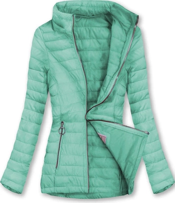 PIKOWANA KURTKA Z KAPTUREM MIĘTOWA (W629)