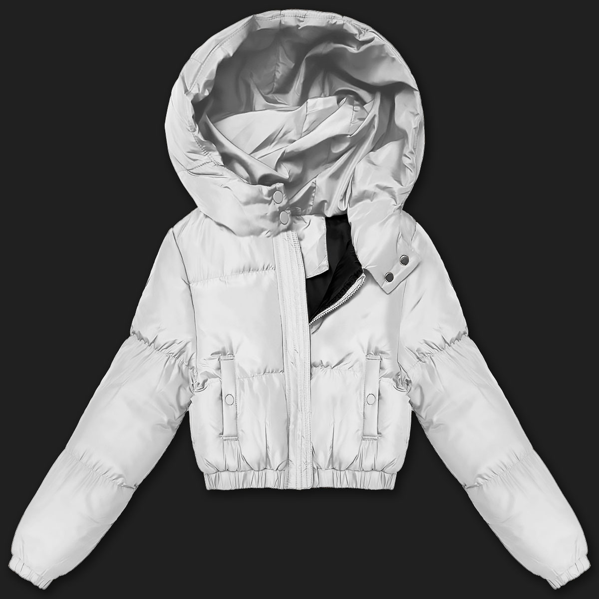 Krótka kurtka zimowa puffer J Style jasny szary (5M3260-92)