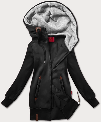 Gładka bluza damska z kapturem LHD czarna (AMG169)