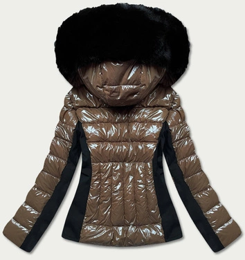 Przejściowa krótka kurtka z połyskiem brązowa (DK100-6)