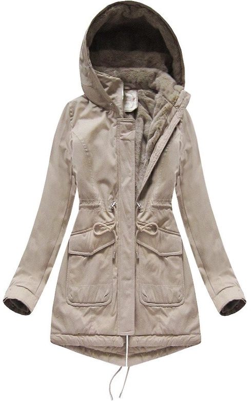 ZIMOWA DAMSKA PARKA Z KAPTUREM BEŻOWA (7617)