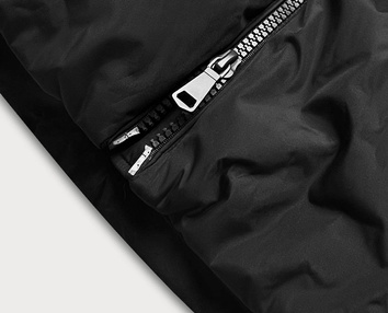 Zimowa kurtka damska typu puffer czarna (ad6076)
