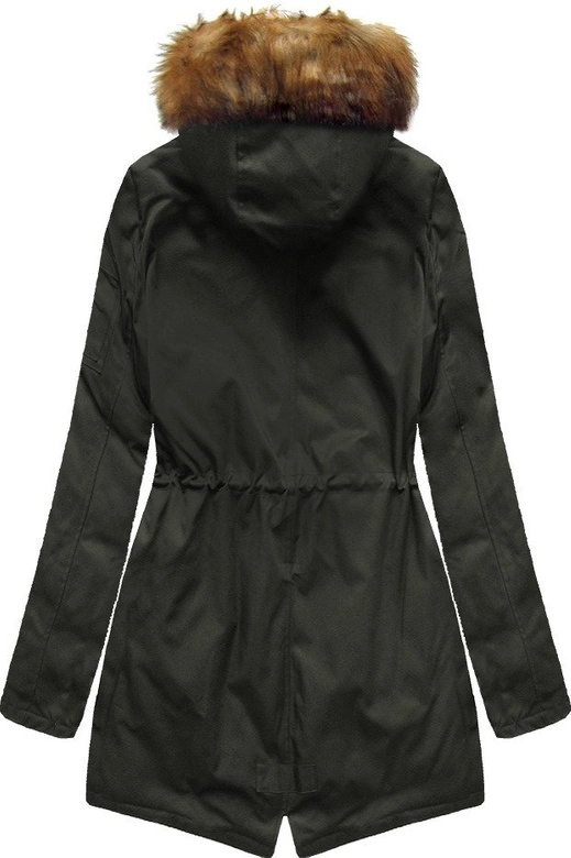 Dwustronna zimowa parka damska z kapturem army-szara (b2636)