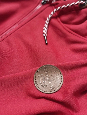 Bluza damska z ozdobnym kapturem czerwona (AMG725-2)