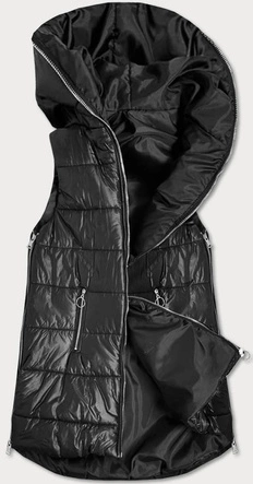 DŁUGI BEZRĘKAWNIK DAMSKI Z SUWAKAMI CZARNY (A9363)