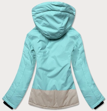 KURTKA NARCIARSKA DAMSKA MIĘTOWO - BEŻOWA (B2382)