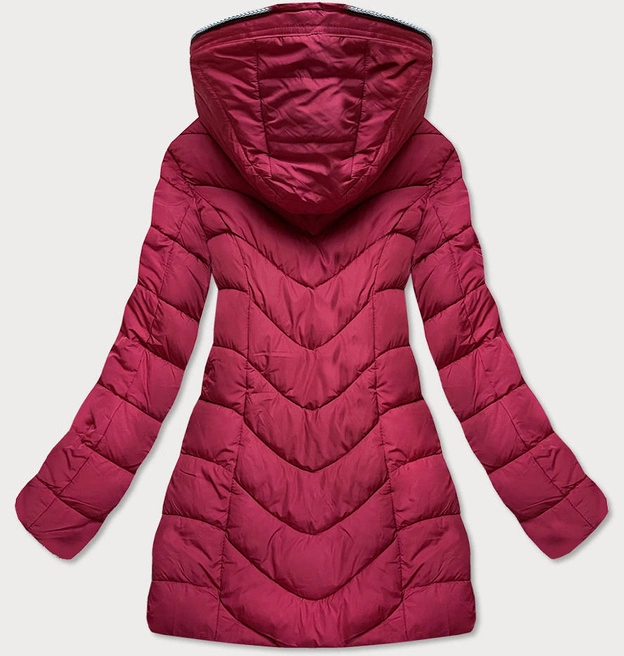 Kurtka zimowa z kapturem na futerku czerwona (m21007)