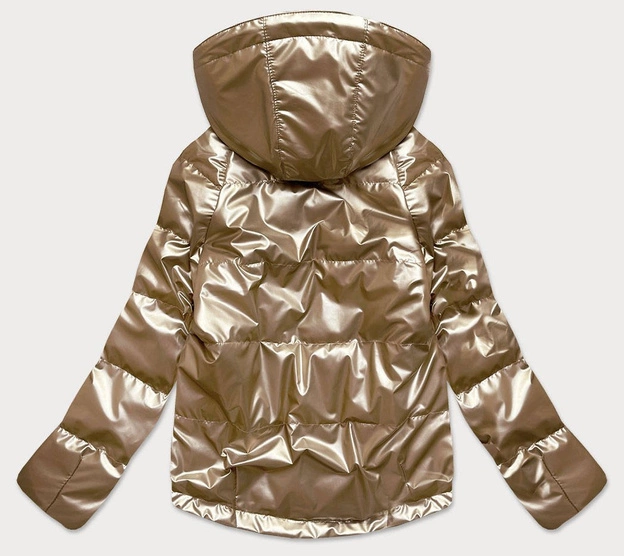 BŁYSZCZĄCA KURTKA DAMSKA OVERSIZE CAPPUCCINO (2021-06BIG)