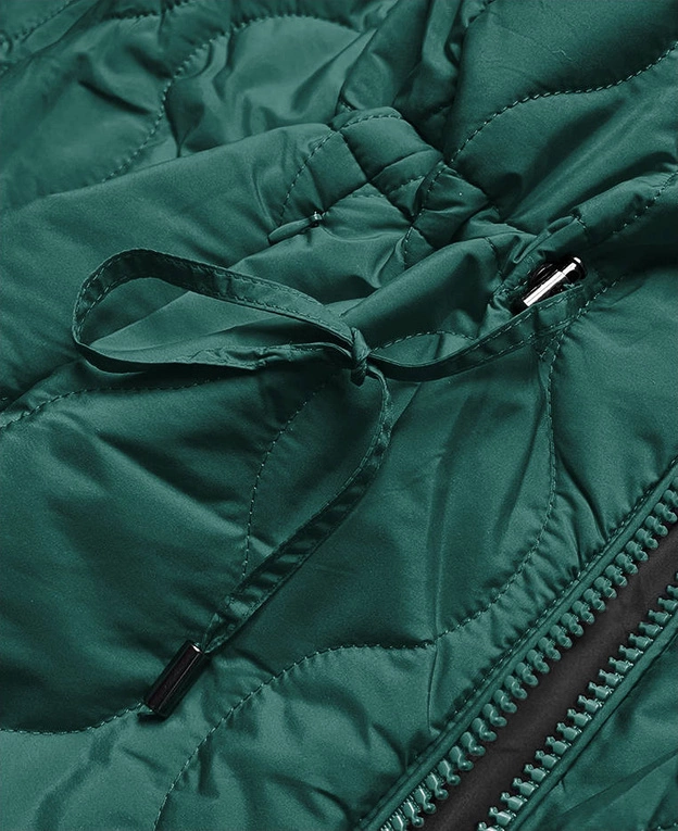 Pikowana kurtka dwustronna damska zielono-czarna (mhm-w589big)