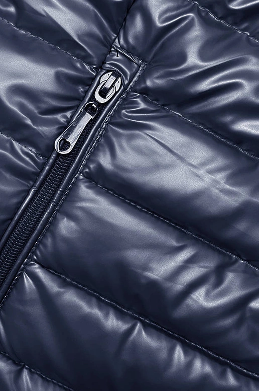 Pikowana kurtka damska ze stójką granatowa (16M9110-215)