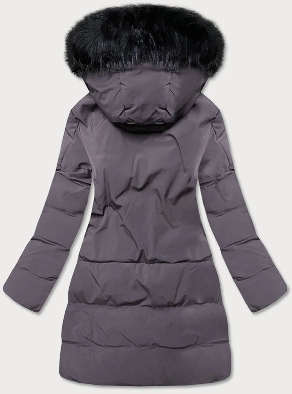 ZIMOWA KURTKA DAMSKA Z KAPTUREM CIEMNOSZARA (23071-4)