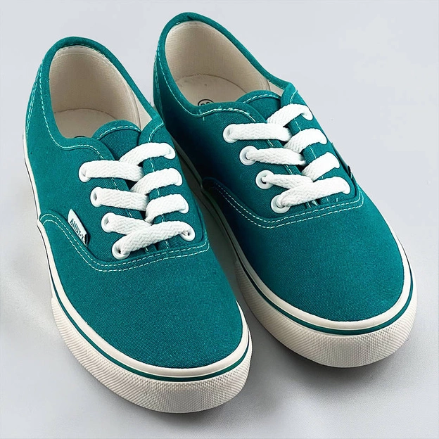 Sznurowane tenisówki damskie turkusowe (a8865)