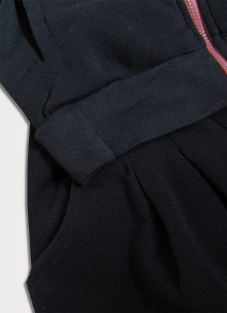 KOLOROWY DRES DAMSKI ŁOSOSIOWO-CZARNY (AMG681)