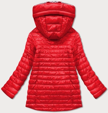 Dwustronna kurtka damska kwiaty czerwona (pc-6105-16)