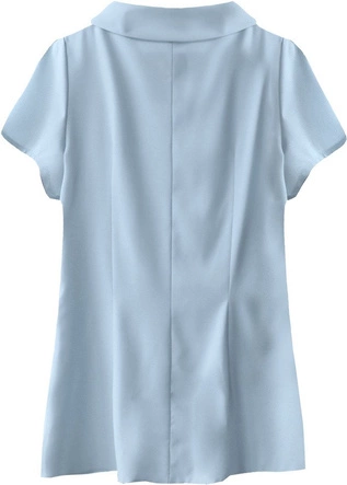 BLUZKA Z WIĄZANYM KOŁNIERZYKIEM BŁĘKITNA (289ART)