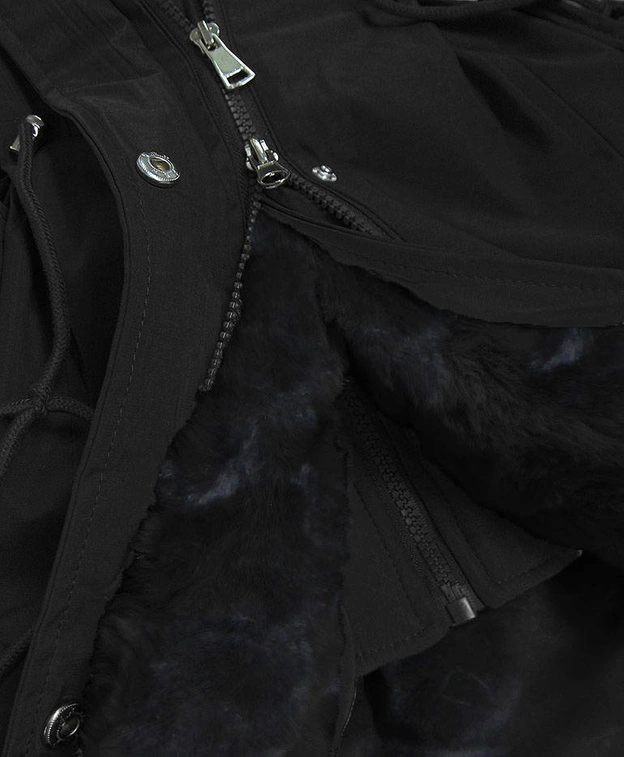 DAMSKA PARKA ZIMOWA Z FUTREM CZARNA (B9550)