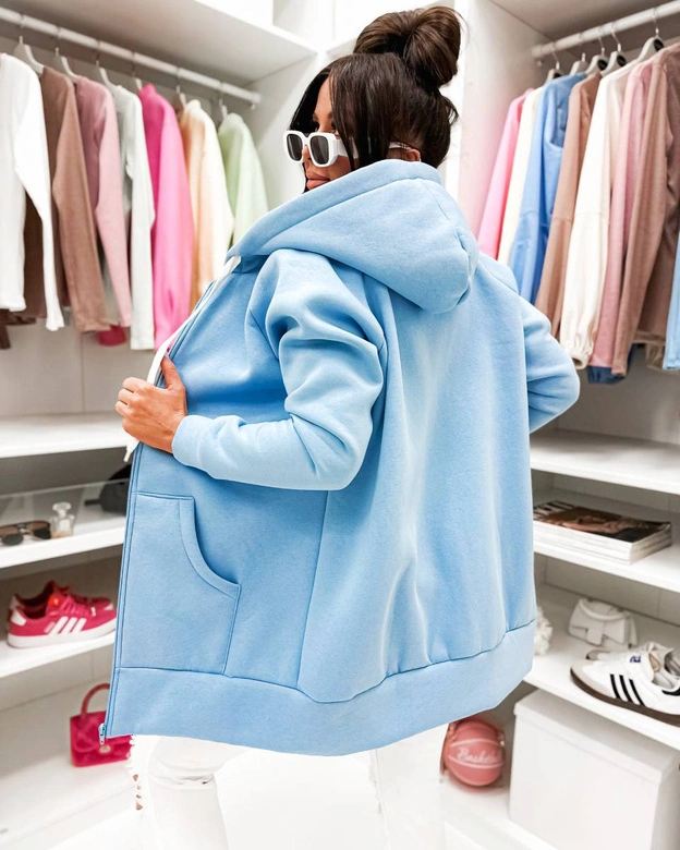 Gruba rozpinana bluza damska Goodlookin niebieska (551)