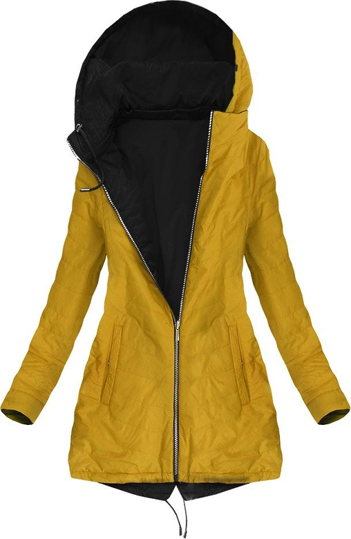 DWUSTRONNA PARKA Z KAPTUREM CZARNO-ŻÓŁTA (W304BIG)