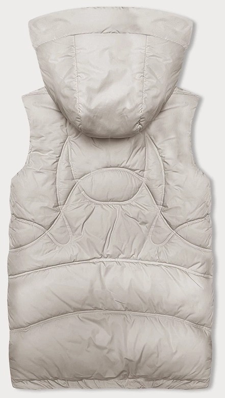 Bezrękawnik damski ze stójką i kapturem Miss Titi jasny beż (3132)