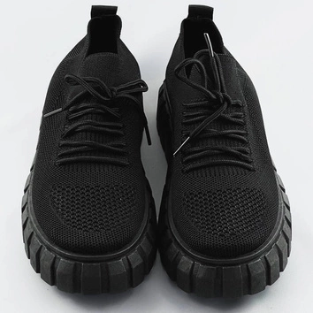 Ażurowe buty sznurowane czarne (aa37)