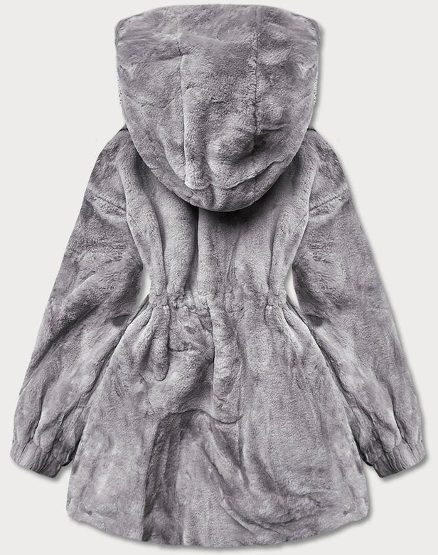 Kurtka futerko z kapturem szara (br8049-9)