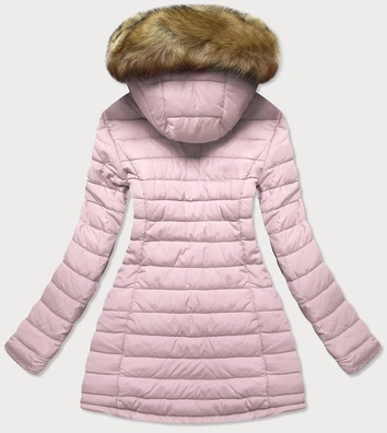 Dwustronna damska kurtka zimowa z kapturem granatowo-różowa (w213big)