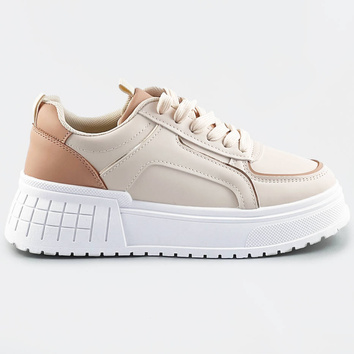 DAMSKIE SNEAKERSY NA GRUBEJ PODESZWIE BEŻOWE (AD-570)