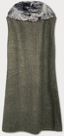 Długa kamizelka z futrem khaki (f51010-4)