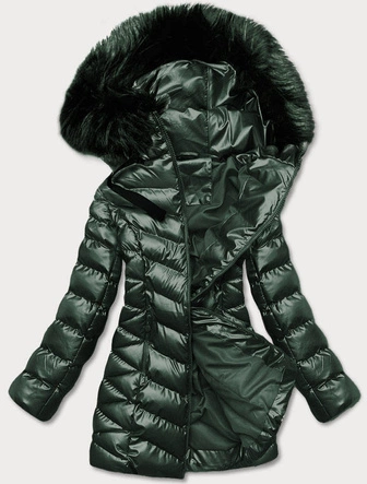 METALICZNA ZIMOWA KURTKA DAMSKA ZIELONA (5M778-238)