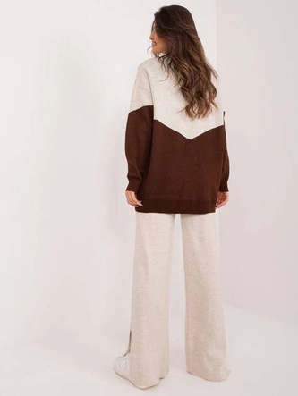 Damski komplet 2-częściowy z luźnym swetrem beż/brąz (1497)