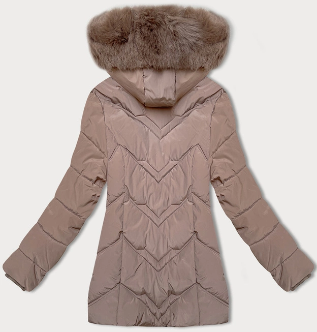 Kurtka zimowa damska plus size z kapturem S'west kakao (B8300-48)