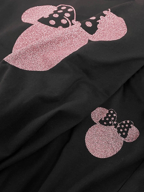 BAWEŁNIANY DRES DAMSKI Z NADRUKIEM MICKEY CZARNY (662ART)