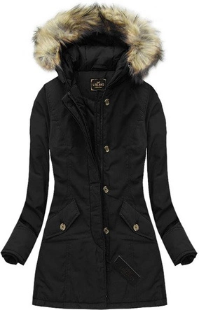 CZARNA KURTKA ZIMOWA Z KAPTUREM (7632)