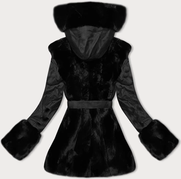 Kurtka z ekoskóry z futrzaną podszewką J Style czarna (11Z8079)