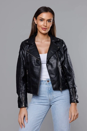 Kurtka ramoneska z klapami czarna (11Z8037)