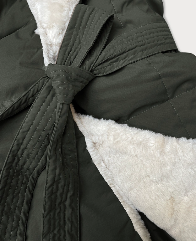 Kurtka damska ze stójką obszyta futerkiem J Style army (16M9165-136)