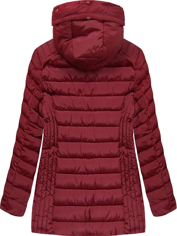 PIKOWANA DAMSKA KURTKA ZIMOWA Z KAPTUREM BORDOWA (B2630-30)